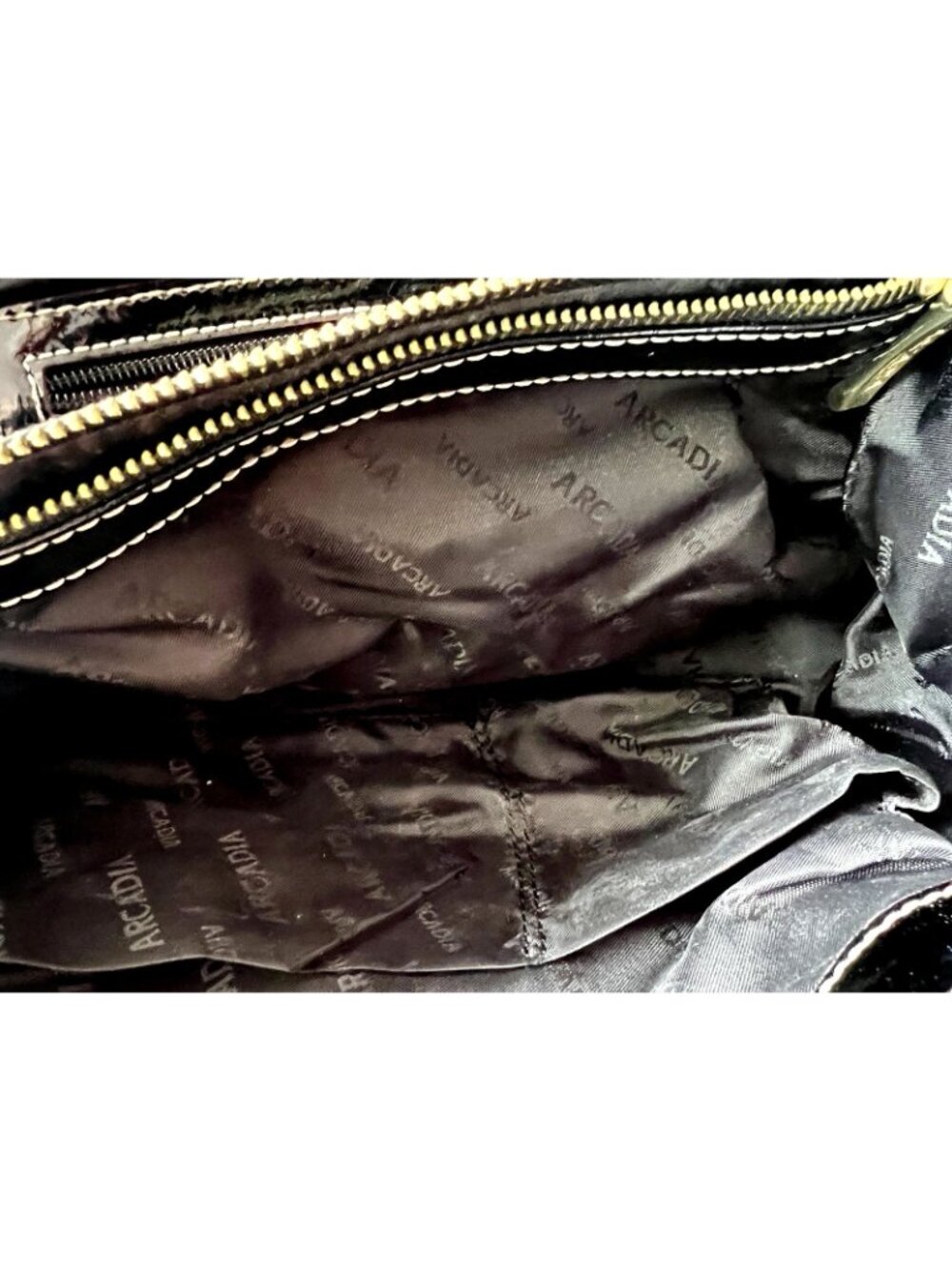 ARCADIA Patent Leather Handbag Crossbody Leopard Print Haircalf Made in Italy - Picture 10 of 14